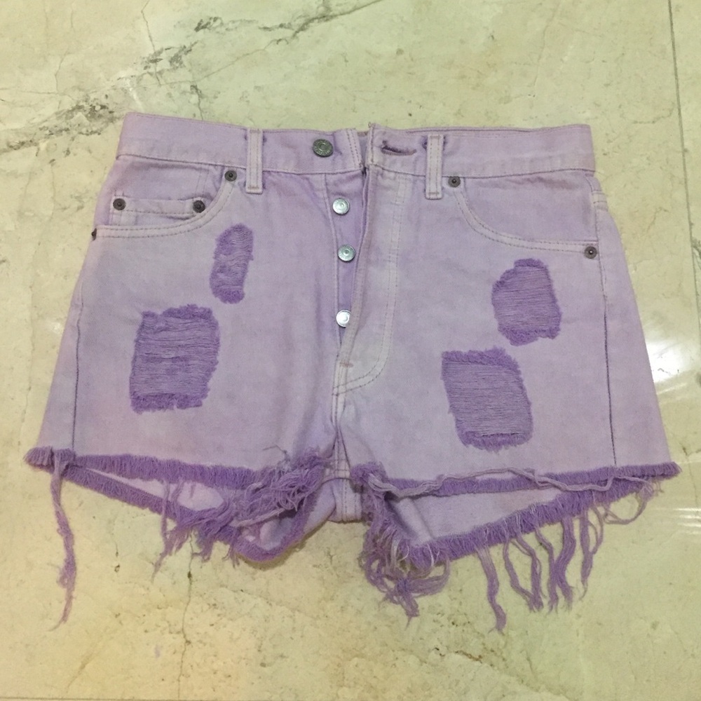 Urban Outfitters Lavender Distressed Denim Cutoff Shorts